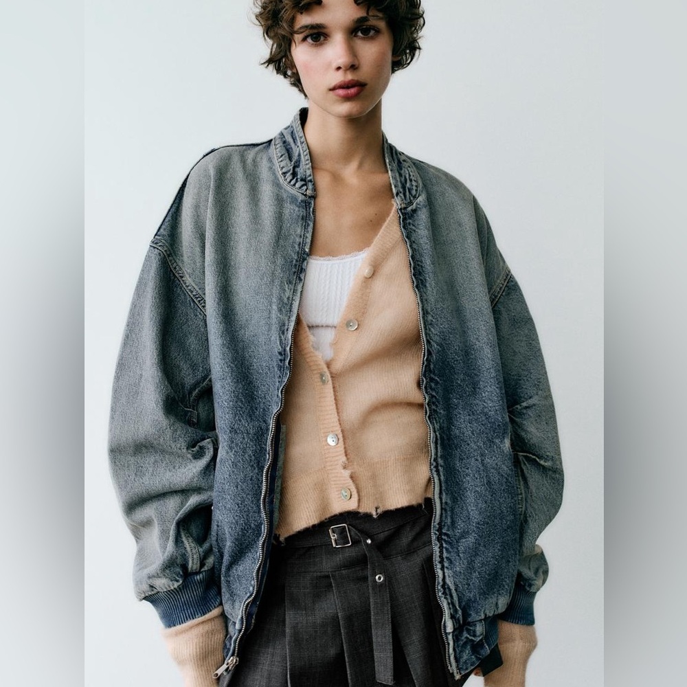 Zara denim bomber jacket
